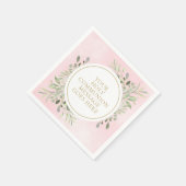 Serviette En Papier Communion florale aquarelle verte rose (Coin)