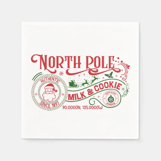 Serviette En Papier Compagnie de biscuits de lait du Pôle Nord Noël (Devant)