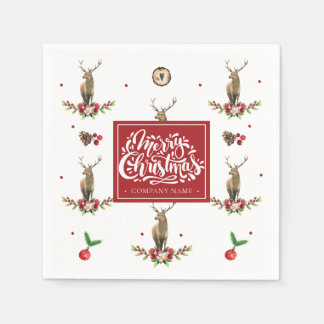 Serviette En Papier Compagnie personnalisée de Motif de Noël Deer