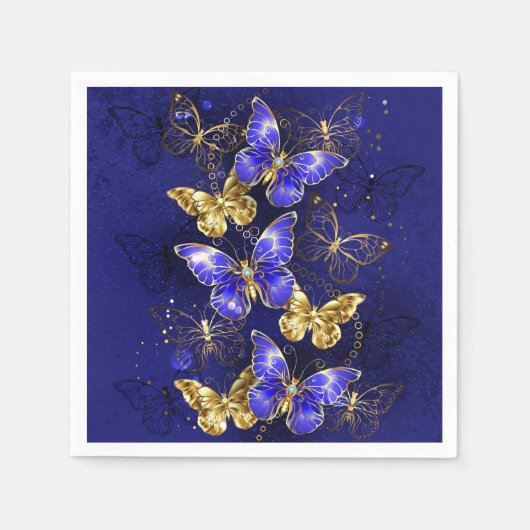 Serviette En Papier Composition avec papillons Sapphire (Devant)