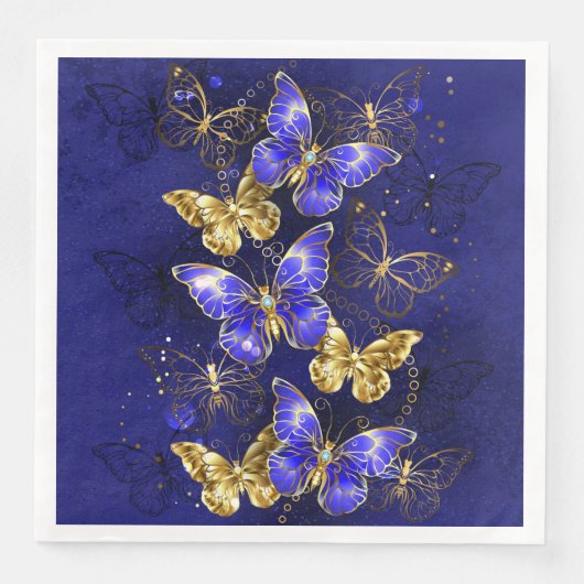 Serviette En Papier Composition avec papillons Sapphire (Devant)