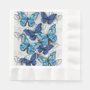 Serviette En Papier Composition des White and Blue Butterflies