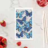 Serviette En Papier Composition des White and Blue Butterflies (En situation)