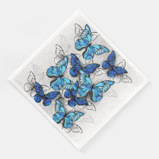Serviette En Papier Composition des White and Blue Butterflies (Coin)
