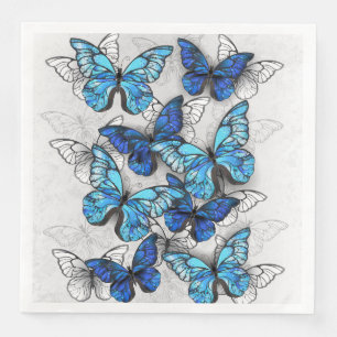 Serviette En Papier Composition des White and Blue Butterflies