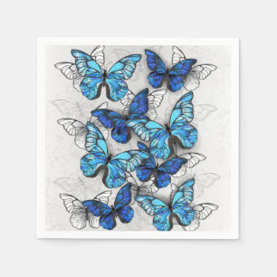 Serviette En Papier Composition des White and Blue Butterflies