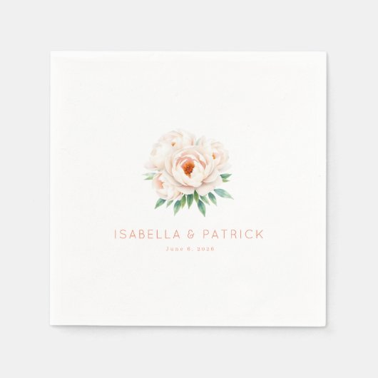 Serviette En Papier Composition florale botanique rose romantique (Devant)