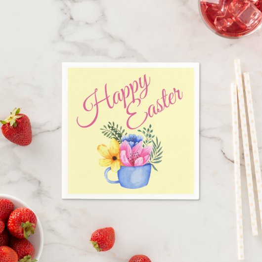 Serviette En Papier Composition florale printanière pastel (En situation)
