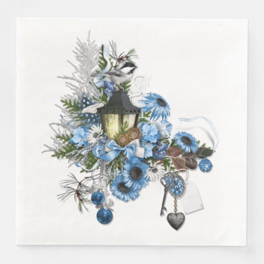 Serviette En Papier Composition sur le thème de Noël bleu (Devant)