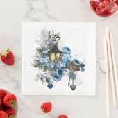 Serviette En Papier Composition sur le thème de Noël bleu (En situation)