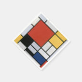 Serviette En Papier Composition with Red Yellow Blue & Black Abstract (Coin)