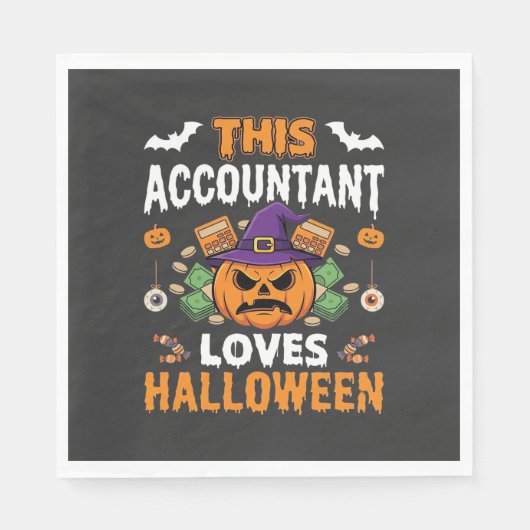 Serviette En Papier Comptable Aime Halloween Citrouille Comptable Desi (Devant)