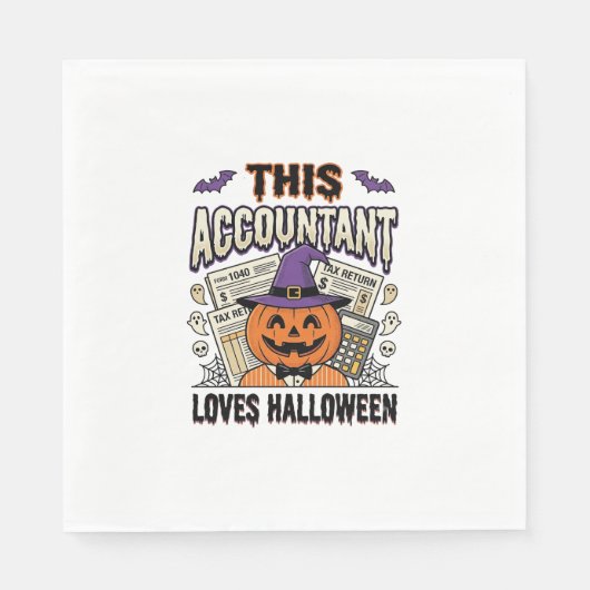 Serviette En Papier Comptable d'Halloween Drôle Saison fiscale effraya (Devant)