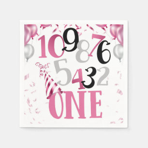 Serviette En Papier Compte à rebours à une partie Napkins-rose