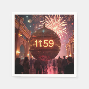 Serviette En Papier Compteur pour le Nouvel An avec Feux d'Artifice