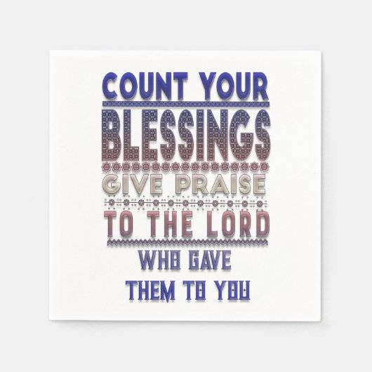 Serviette En Papier Comptez vos bénédictions Christian Napkins (Devant)