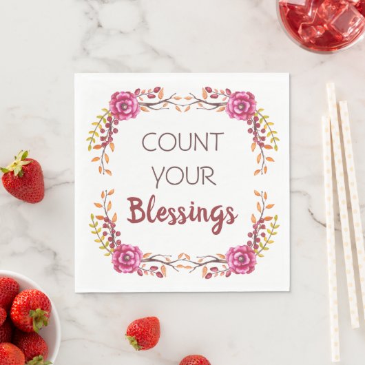 Serviette En Papier Comptez vos bénédictions Soirée Thanksgiving (En situation)