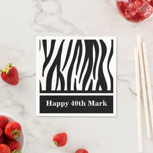 Serviette En Papier Concepteur d'impression Zebra noir et blanc (En situation)