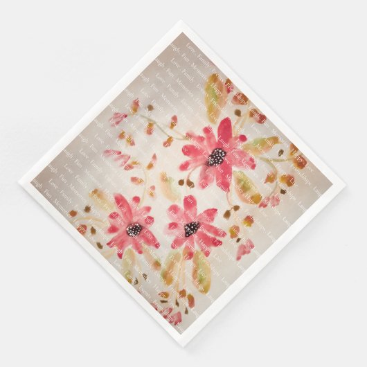 Serviette En Papier Concepteur Floral rose Artsy (Coin)