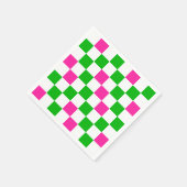 Serviette En Papier Conception à carreaux rose blanc vert (Coin)