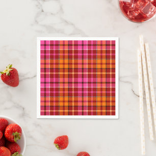 Serviette En Papier Conception à carreaux tartan rose orange rouge