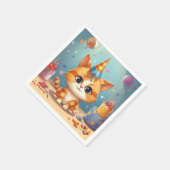 Serviette En Papier Conception à thème chat chat roux mignon (Coin)