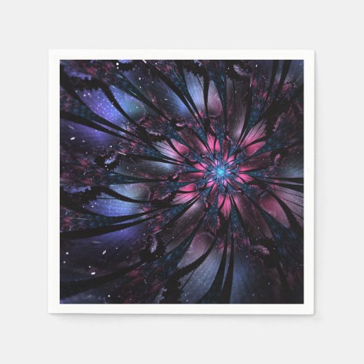 Serviette En Papier Conception Abstraite des fleurs fractales. (Devant)