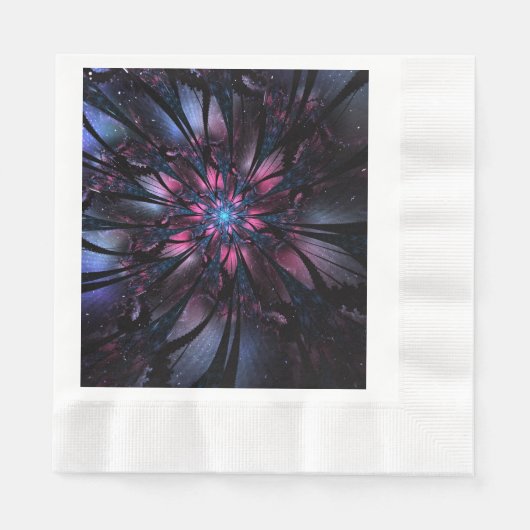 Serviette En Papier Conception Abstraite des fleurs fractales. (Devant)