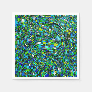 Serviette En Papier Conception Abstraite Vagues Formes Bleu Vert