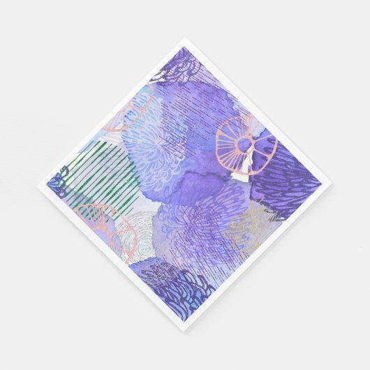 Serviette En Papier Conception abstraite violette (Coin)