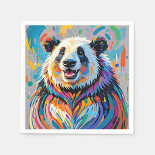 Serviette En Papier Conception artistique d'animal panda abstrait colo