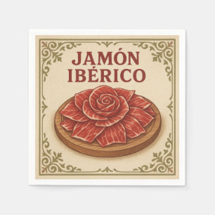 Serviette En Papier Conception Carrée (Jamón Ibérico, Style Rétro)