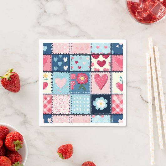 Serviette En Papier Conception Charming Cute Patchwork (En situation)