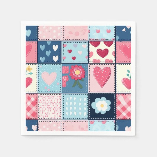 Serviette En Papier Conception Charming Cute Patchwork (Devant)