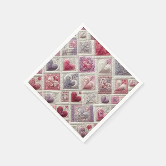 Serviette En Papier Conception Coeur Quilé (Coin)