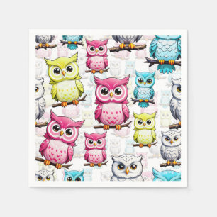 Serviette En Papier Conception colorée d'oiseau de hibou