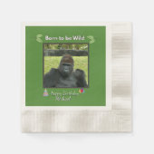 Serviette En Papier Conception d'anniversaire de la jungle de gorille (Devant)