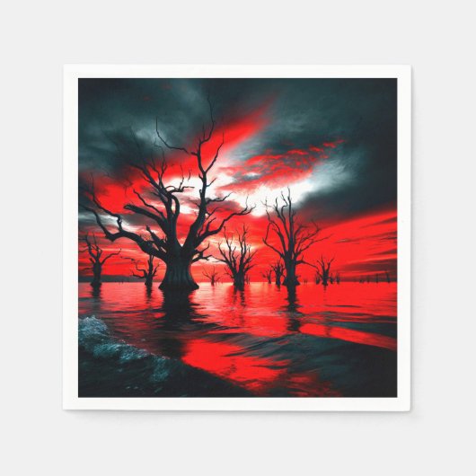 Serviette En Papier Conception d'arbre sombre artistique (Devant)