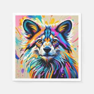 Serviette En Papier Conception d'art animal mignon drôle heureux abstr