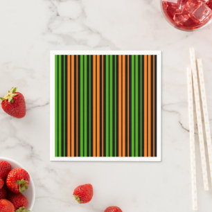Serviette En Papier Conception de bandes verticales orange vert