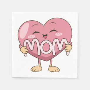 Serviette En Papier Conception de câlin de coeur de maman Kawaii