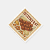 Serviette En Papier Conception de carré (Bratwurst, style rétro) pour (Coin)