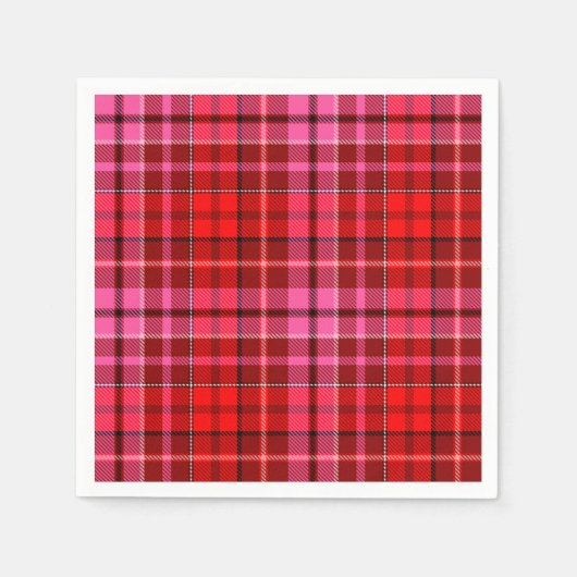 Serviette En Papier Conception de carreaux Tartan Rouge Grenat Rose  (Devant)