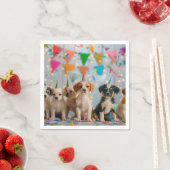 Serviette En Papier Conception de célébration d'anniversaire de chiots (En situation)
