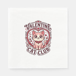 Serviette En Papier Conception de chat drôle de la Saint-Valentin - Ch