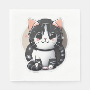 Serviette En Papier Conception de chat joueuse 1