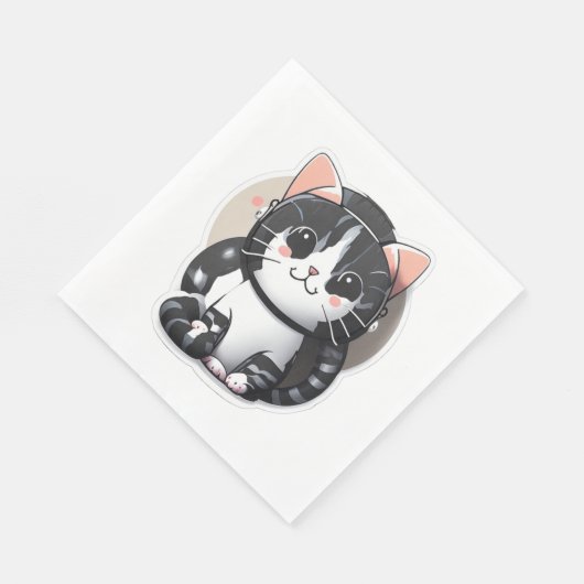 Serviette En Papier Conception de chat joueuse 1 (Coin)