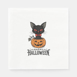 Serviette En Papier Conception de chemise de citrouille de chat noir H