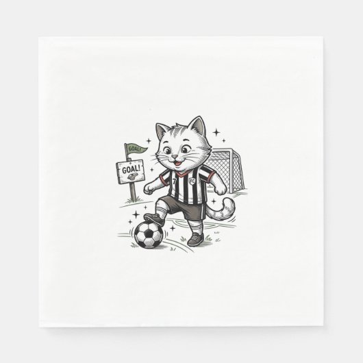Serviette En Papier Conception de chemise de gravure de chat de footba (Devant)