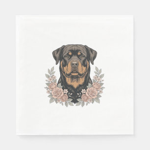 Serviette En Papier Conception de chemise de portrait floral Rottweile